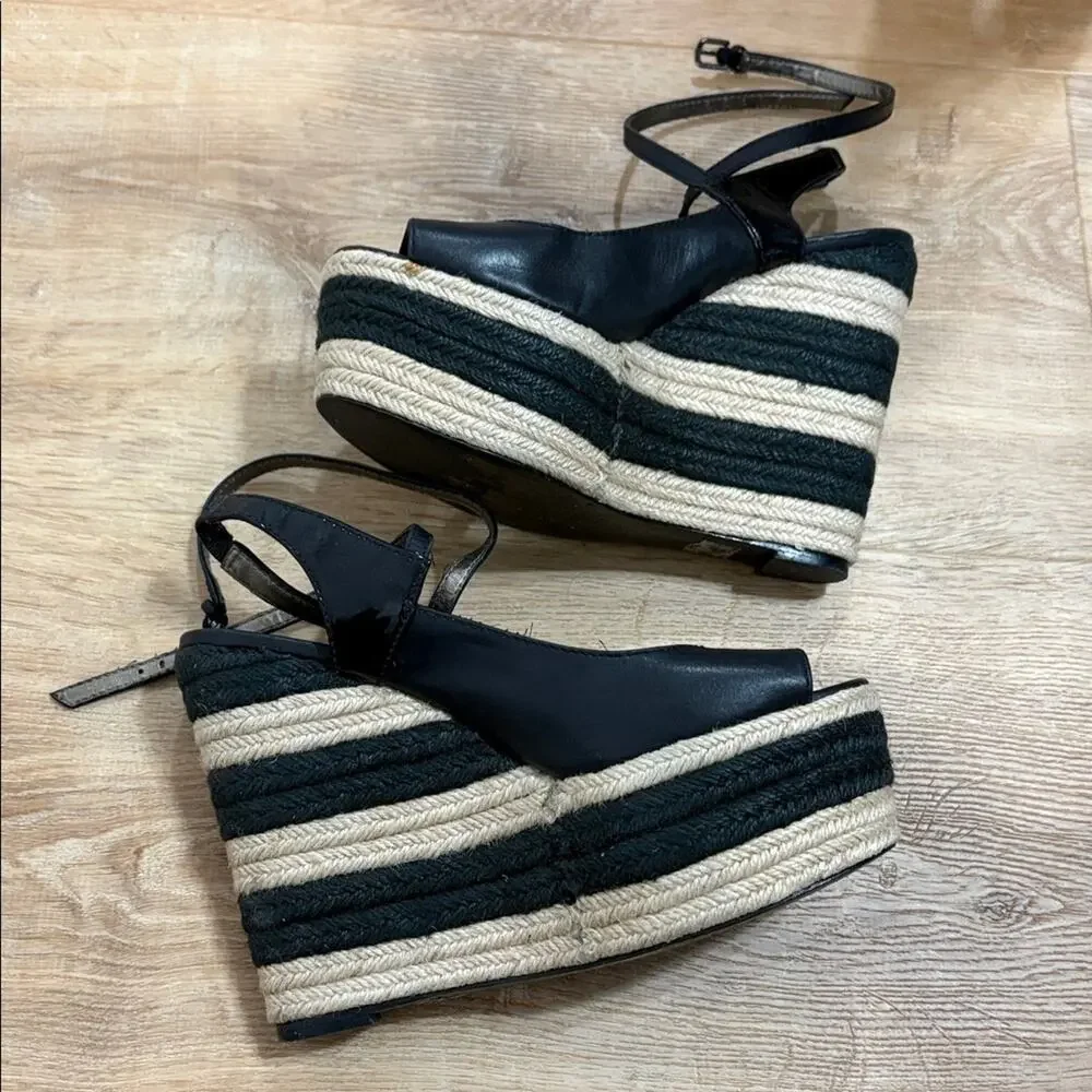 Pelle Moda wedge espadrilles platform peep toe heels